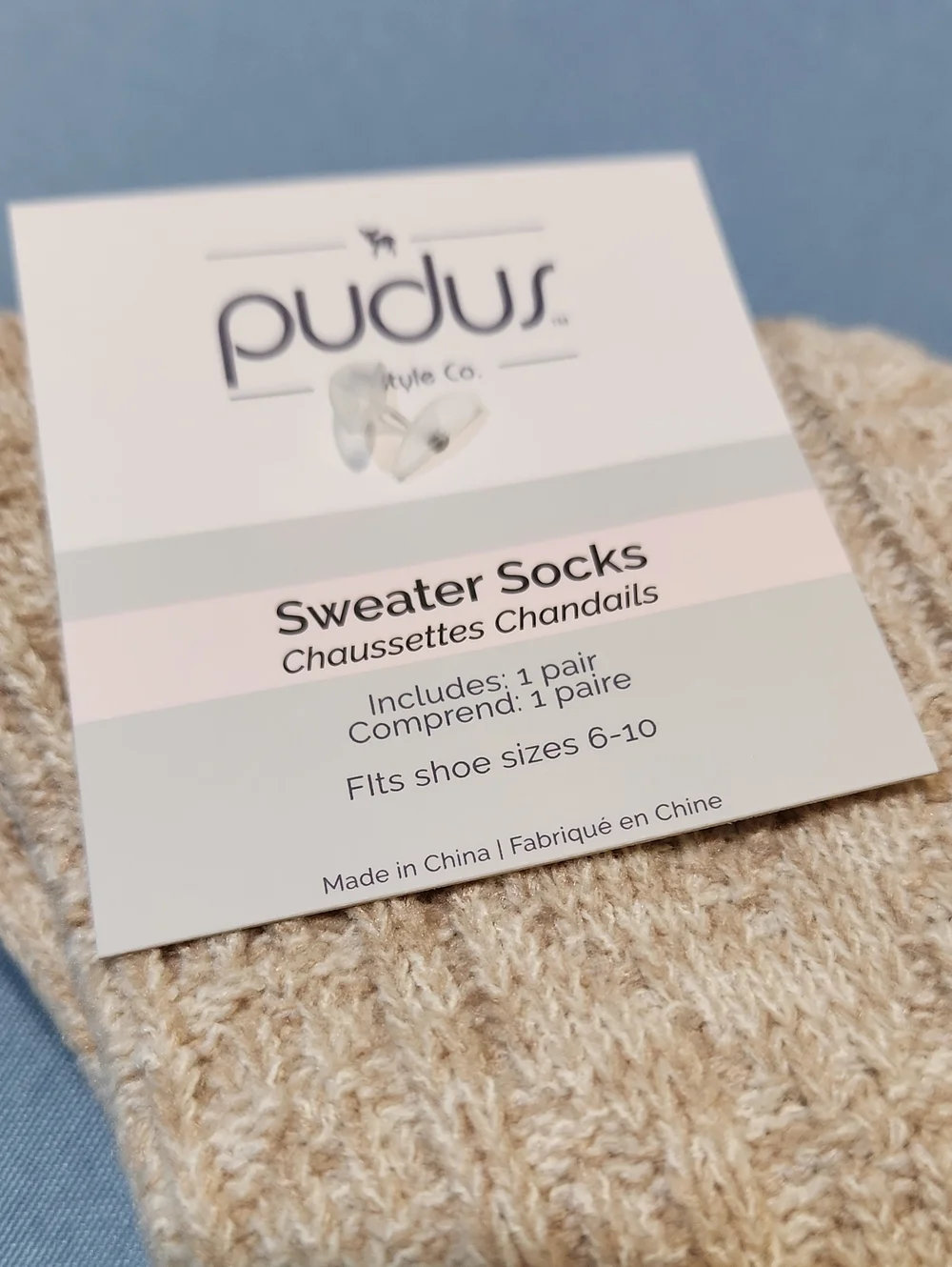 NWT Pudus Womens Sweater Socks In Beige.